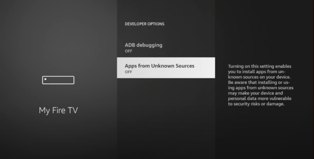 Firestick developer options